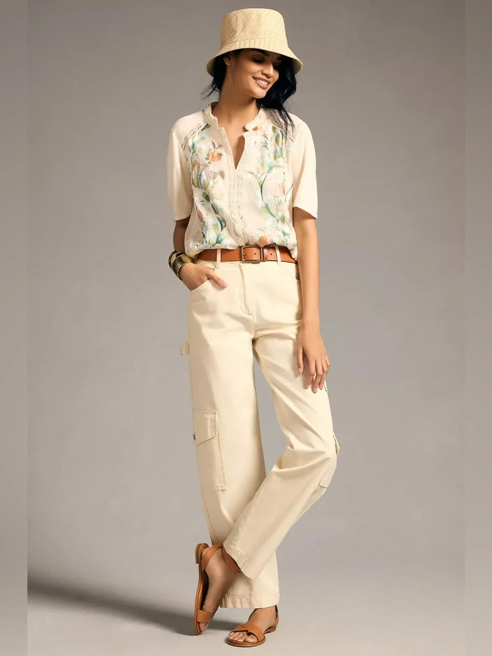 TINY Eliana Cream Embroidered Floral Short-Sleeve Blouse - Picture 4 of 13
